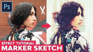 Marker Sketch Photoshop Effect  Adobe Photoshop Tutorial [upl. by Nauqahs]