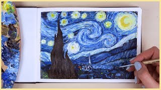 How to Paint the Starry Night with Acrylic Paint Step by Step  Art Journal Thursday Ep 24 [upl. by Ecidna]