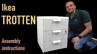 Ikea TROTTEN Drawer unit with 3 drawers on castors Assembly instructions [upl. by Eecyaj8]