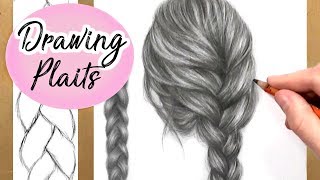 How To Draw A Plait  Braid Hair Drawing Tutorial  Step by Step [upl. by Ahseket184]