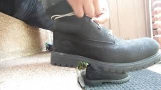 Lacing My Borrowed Wrecked Timberland Boots With New Balance Shoe Laces [upl. by Haile]