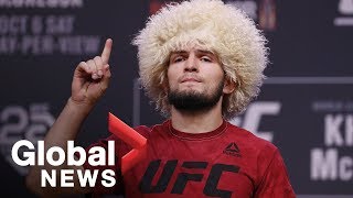 Khabib to Conor McGregor fans at UFC 229 WeighIn Im going to smash your guy [upl. by Hola]