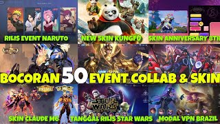 BOCORAN 50 EVENT GRATISAN SKIN BARU COLLAB JULI  DESEMBER 2024 MOBILE LEGENDS YANG AKAN DATANG [upl. by Jenkel907]