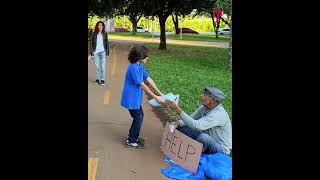 Homeless man vs candy floss seller kids react differently shorts [upl. by Ecertal]