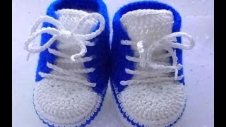 zapatos tejidos a crochet para bebe varon [upl. by Annod58]