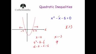 Quadratic Inequalities  Corbettmaths [upl. by Sorazal]