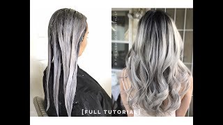 FULL TUTORIAL how to babylights balayage on blackdark hair  bleach wash  color melt tone [upl. by Gorton]