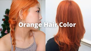 ย้อมผมสีส้ม ด้วยตัวเอง 🍊  กัดโคนผมดำ ORANGE hair color  kamkanwaa [upl. by Pucida]