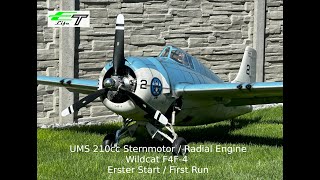 UMS 210cc Sternmotor Radial Engine 5 Zylinder in einer F4F4 Wildcat [upl. by Anaili]