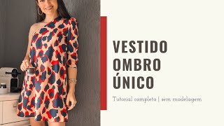 TUTORIAL COMPLETO VESTIDO OMBRO ÚNICO SEM MODELAGEM CHIC E ESTILOSO [upl. by Critchfield296]