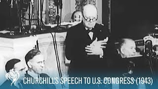 Sir Winston Churchills Fighting Speech To US Congress 1943  British Pathé [upl. by Masha]