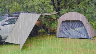 Best Car Tent Ever Camping In Heavy Rain [upl. by Eniamrehs]