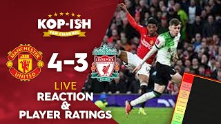 WASTEFUL REDS OUT OF FA CUP  MAN UTD 43 LIVERPOOL  LIVE MATCH REACTION amp PLAYER RATINGS [upl. by Lusar]