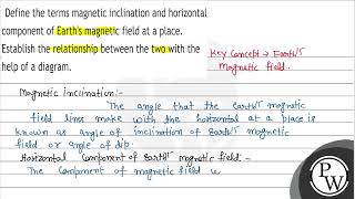 Define the terms magnetic inclination and horizontal component of Earths magnetic field at a pl [upl. by Asyral]