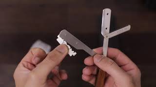 How to Load a Blade into a Shavette or Straight Razor Remove and Change [upl. by Torhert]