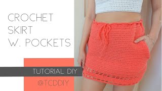 Crochet Skirt with Pockets  Tutorial DIY [upl. by Harad]