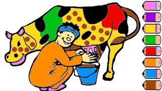 Cute Cow Coloring Page For Kids Drawing Cow  Learn Colors [upl. by Goles]