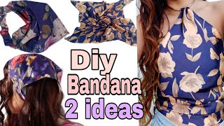 Diy como hacer una bandana para el cabello como hacer una pañoleta Diy hair scarf Bandana fácil [upl. by Anthony]