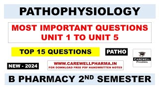 Pathophysiology b pharm 2nd semester important questions  Carewell pharma [upl. by Anwad399]