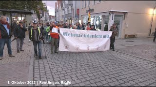 Reutlingen 1102022  Demo gegen die Coronamaßnahmen [upl. by Euqinitram686]