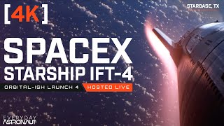 4K Watch SpaceX Starship FLIGHT 4 launch and reenter LIVE [upl. by Ayanat]