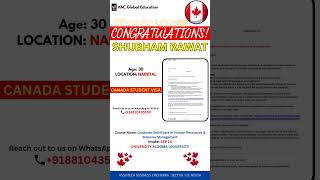 Canada Study Visa Approved  Algoma University  SEP 24 Intake  Human Resources shorts [upl. by Hullda330]