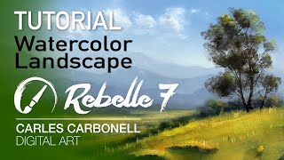 Rebelle 7 Watercolor Landscape tutorial [upl. by Bilow]