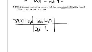 Stoichiometry  Using molar volume  Liters to moles [upl. by Nylcsoj]