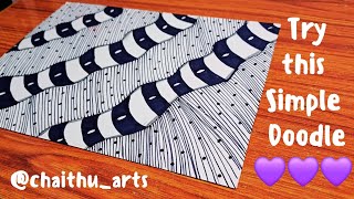 Doodle Art 🎨 ART 10  Simple easy doodle  Patterns  💜 [upl. by Anikehs]