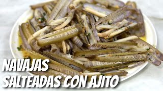 Receta navajas y almejas a la plancha con ajo y perejil [upl. by Camarata]