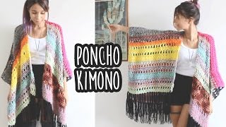 PONCHO KIMONO FÁCIL  CROCHÊ with english subtitles [upl. by Selinski350]