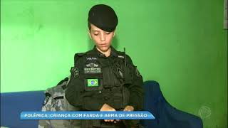 Criança com farda do Bope e arma de pressão gera polêmica [upl. by Trill]