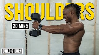 20 Mins Dumbbell ONLY Workout For 3D ShouldersDelts  Build amp Burn 17 [upl. by Eirrot]