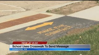 Sidewalks in Leawood warn students to look up from phones at crosswalks [upl. by Silverman669]