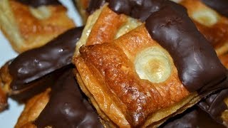 Puff Pastries with Chocolate amp Honey  Easy Puff Pastry Dessert Recipe [upl. by Haeli854]