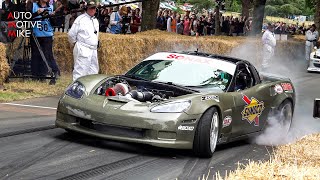 1000hp 3Rotor Single Turbo Mazda RX7 engined Corvette C6 in Action  FOS Goodwood [upl. by Rhona]