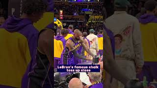 LeBron’s famous chalk toss up close  Watch Austin Reaves 😅 lakersnation NBA short 🏀💯 [upl. by Tabshey]