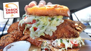 MUKBANG EATING THE CRACK SHACK FRIED CHICKEN SANDWICH SWEET HEAT FRIED CHICKEN CRISPY FRIES ASMR [upl. by Nyrok]