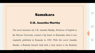 Samskara  U R Ananthmurthy Thematic Analysis by Dr Himanshu Kandpal [upl. by Eitnom]