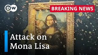 Activists deface Leonardo Da Vincis Mona Lisa in Paris  DW News [upl. by Ettenej410]