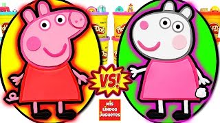 Huevos Sorpresa Gigantes de Peppa Pig y Susy Oveja Peppa Pig Vs Susy en Español Plastilina Play Doh [upl. by Otrebide]