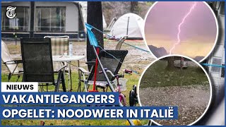 Extreem noodweer op Italiaanse camping gefilmd [upl. by Nallac]