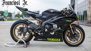 YAMAHA YZFR6 2008 WITH AN SBK LEOVINCE FACTORY R EXHAUST  START UP SOUND REVS amp ACCELERATIONS [upl. by Allison]