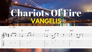 Chariots Of Fire  Vangelis  Fingerstyle Guitar Tutorial Tab [upl. by Dionisio]