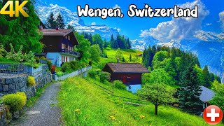 Wengen Switzerland walking tour 4K  The most beautiful Swiss villages  Charming village [upl. by Khalid]