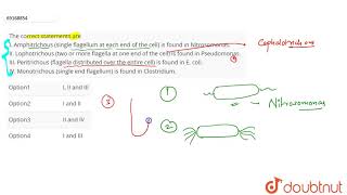 The correct statements are I Amphitrichous single flagellum at each end of the cell [upl. by Ferdinana]