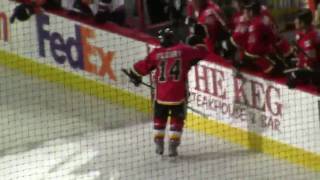 Theoren Fleurys comeback Sept 18 2009 Shootout Goal HD Calgary Flames [upl. by Aicylla]