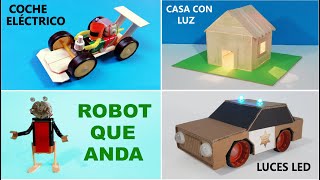 PROYECTOS ESCOLARES Coche eléctrico casa con luz robot electrico y auto de policia con luces [upl. by Dianthe]