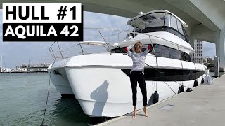 AQUILA 42 YACHT Foiling Option Luxury Liveaboard Power Catamaran Yacht Tour [upl. by Oralia]