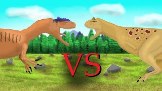 Allosaurus VS Carnotaurus  Dinosaur Fight Animation 2D  Pivot Animator [upl. by Jun]